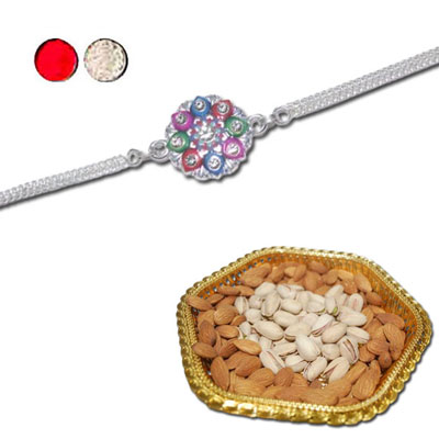 "Rakhi - SIL-6180 A (Single Rakhi) , Dryfruit Thali - code RD300 - Click here to View more details about this Product